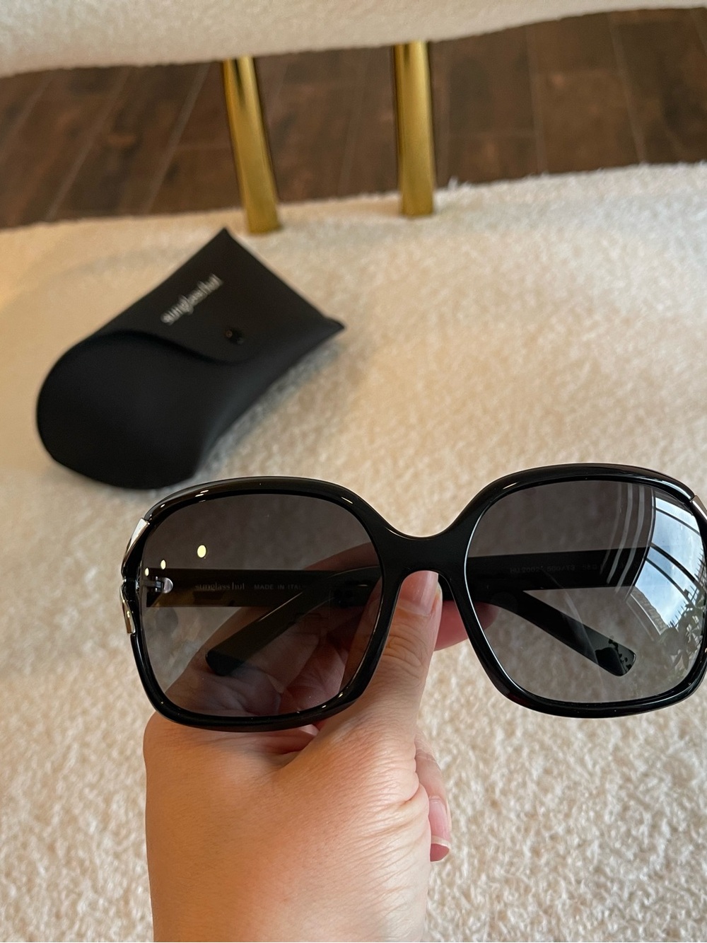 Sunglass H Black Frame Sunglasses with Gradient Smoke Lenses